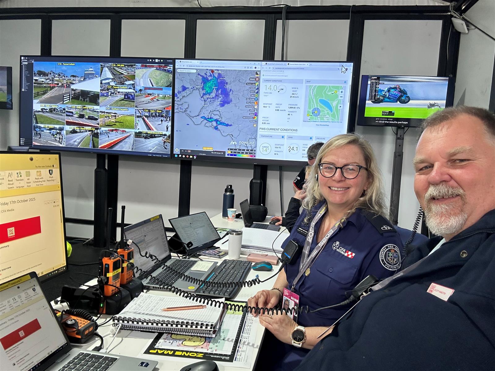Scott Hamilton and Barbara Bednarek in the Emergency Command Centre